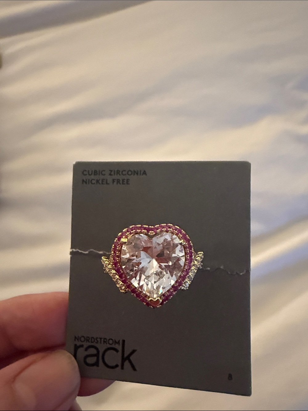 Nordstrom Heart-Shaped Gold-Tone Ring with Pink Halo